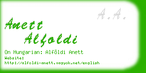 anett alfoldi business card